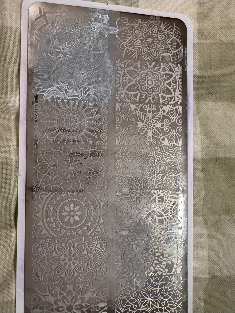 Nail Art Stamping Plate with Intricate Mandala Designs - Silver
